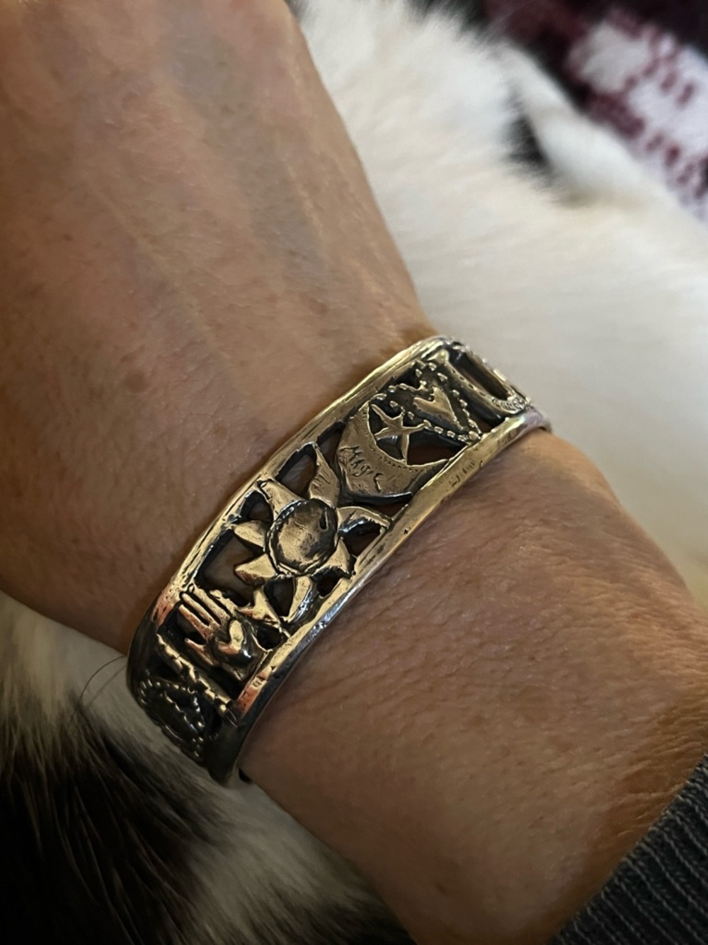 Jes MaHarry Sun, Moon, Heart, Nature, Silver Cutout Cuff Bracelet - Picture 7 of 16